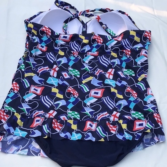 Crown & Ivy multicolored  sea rope swimwear. Cross back. Sailor‎ / style size 3x - Picture 6 of 12